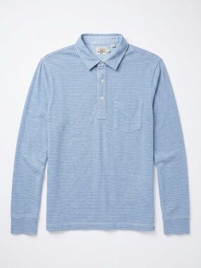 Men's Faherty L/S Sunwashed Regenerative T-Shirt Polo (Small)